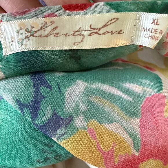 Liberty Love Floral Wrap Mini Dress XL Long Sleeve Lined Boho Romantic Feminine - Picture 4 of 8